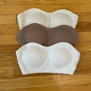 SHEIN Seamless Strapless Bandeau Bras - White, Nude & Brown - Pack of 3